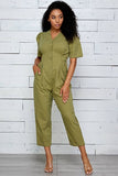 Button Down Puff Sleeve Jumpsuit