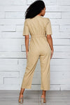 Button Down Puff Sleeve Jumpsuit