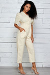 Button Down Puff Sleeve Jumpsuit